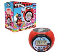 Lexibook -Miraculous Réveil projecteur avec Fonction Alarme et répétition Snooze, veilleuse avec minuterie, écran LCD, à Piles, Rouge/Noir, RL977MILXB