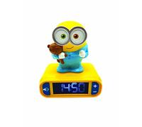 Lexibook, Moi, Moche et méchant, Réveil Veilleuse Minions Bob, Personnage Lumineux, Choix de 6 alarmes, 6 Effets sonores, Écran rétro-éclairé,Horloge, Snooze, Jaune/Bleu, RL800DES