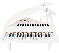Mini piano à queue électronique avec micro, 31 touches lumineuses pour apprendre la musique et câble Aux-In blanc TU