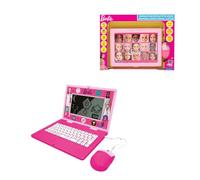 Lexibook, Ordinateur Portable Parlant éducatif bilingue Barbie avec 170 activités (85 dans Chaque Langue) Grand écran de 6.7” en Anglais et français, Rose, JC599BBi1