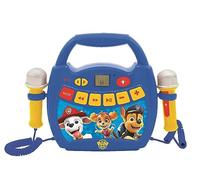 Lexibook Lecteur musical karaoké MP320PAZ – 2 micros, Bluetooth, lumières, enregistrement, Bleu/Rouge