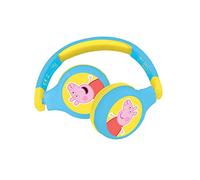 Lexibook, Peppa Pig Casque Bluetooth, HPBT010PP | 2-en-1 Bluetooth et filaire, Sécurité enfants, Pliable, Réglable, Jaune/Bleu