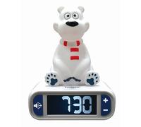 Lexibook, Polar Bear Réveil Veilleuse, RL800PBLXB | Sons et mélodies, écran LCD rétroéclairé, lumineux, snooze, Blanc