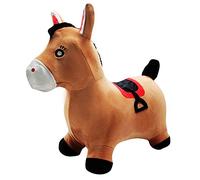 Poney sauteur gonflable avec housse en peluche marron TU