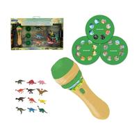 Lexibook, Projecteur à Histoires et Lampe Torche, Invente 3 Histoires avec 24 Images de Dinosaures, 12 Figurines de Dinosaures incluses, Jaune/Vert, LTC045Z