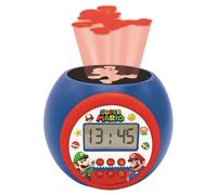Lexibook - Réveil projecteur Nintendo Super Mario avec fonction snooze et réveil, veilleuse avec minuteur, écran LCD, pile, RL977NI