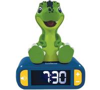 Lexibook Réveil Dinosaure RL800DINO – veilleuse, 6 alarmes/6 sons, écran rétro-éclairé Bleu/Vert