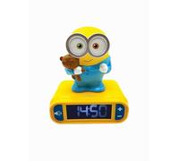 Lexibook - Réveil Veilleuse Minions Bob - avec Effets Lumineux et sonores - Minions Horloge Réveil Bob - Fonction Snooze - Jaune/Bleu - RL800DESLXB