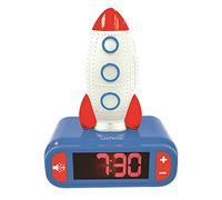 Lexibook Réveil Veilleuse Fusée RL800SPC – Figurine lumineuse, 6 alarmes, 6 sons, Bleu