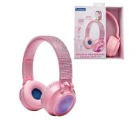 Lexibook, Rose Rhinestone Casque Bluetooth, HPBT015PKLXB | 2-en-1 Bluetooth et filaire, design 3D strass, Lumineux, volume limité, Rose