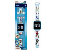 Lexibook Montre LED connectée Sonic – Bracelet ajustable – Affichage 12/24h – Bleu