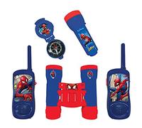 Lexibook, Spider-Man, Set d'aventurier Complet pour Enfant, Talkies-Walkies 120m, Jumelles, Lampe-Torche, Boussole, Bleu/Rouge, RPTW12SP
