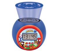 Lexibook Spidey et ses super amis - Réveil à projection avec fonction snooze, veilleuse avec minuteur, écran LCD, piles, bleu, RL977SP1