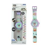 Lexibook, Star Wars, Montre Digitale Grogu avec 20 Projections, Bracelet Ajustable pour Enfants, Affichage Date et Heure, Vert/Violet, DMW050SWLXB