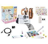 Lexibook, StarCAM Print HD, Appareil Photo avec imprimante instantanée, Fonctions Photo, vidéo, Selfie, Musique, Jeux, Kit de customisation et Carte SD 32Go Inclus, Blanc, DJ160