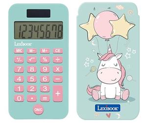 Lexibook, Unicorn Calculatrice de Poche, C45UNI | Étui de protection, fonctions avancées, solaire et pile, Bleu/Rose