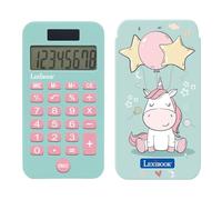 Lexibook, Unicorn Calculatrice de Poche, C45UNILXB | Étui de protection, fonctions avancées, solaire et pile, Bleu/Rose