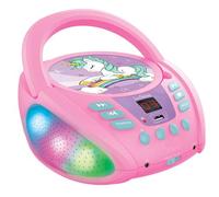 Lexibook, Unicorn Lecteur CD Bluetooth, RCD109UNILXB | Lumières multicolores, prise micro, entrée AUX, Rose