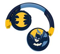 Lexibook - Warner Batman - Casque Audio 2-en-1 Bluetooth et Filaire, Stéréo, sans Fil, Filaire, Son limité, Pliable, Ajustable, Batterie Rechargeable, Bleu/Jaune, HPBT010BAT