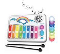 Lexibook, Xylofun, Xylophone électronique éducatif pour Enfant, Jeu Musical, 8 Notes, Guidage Lumineux, 2 maillets Inclus, Blanc/Bleu, K340