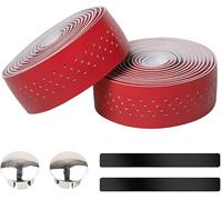 LEXICANMHS Guidon de vélo imperméable, antidérapant et absorbant les chocs avec aspect cuir pour vélos de route et cyclisme urbain, avec bouchons de guidon, 200 x 3 cm,brun (ROUGE)