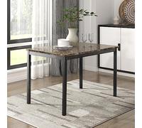 Lexicon Aslan Table de salle à manger en métal avec plateau imitation marbre Noir