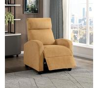 Lexicon Fauteuil inclinable en velours côtelé, cadre en bois massif et base en métal, petit canapé simple doux à assembler facile pour salon, bureau, appartement, jaune