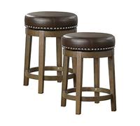 Lexicon Lot de 2 tabourets pivotants à hauteur de comptoir Marron 61 cm