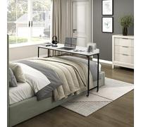 Lexicon Table de lit mobile à roulettes avec pieds en métal, bureau à roulettes pour ordinateur portable, bureau à roulettes pour ordinateur portable, 183 cm de large, blanc