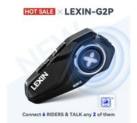 Lexin G2P casque d'interphone moto casques Bluetooth, communicateur mains libres jusqu'à 6 coureurs Interphone avec Radio FM G2P-2PC