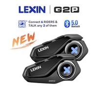 Lexin G2P casque d'interphone moto casques Bluetooth, communicateur mains libres jusqu'à 6 coureurs Interphone avec Radio FM G2P-2PC