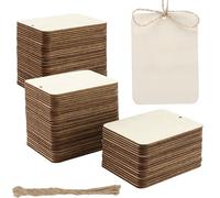 LEXININ Lot de 100 étiquettes vierges rectangulaires en bois avec trou pour marque-pages, loisirs créatifs, 90 x 65 x 2 mm