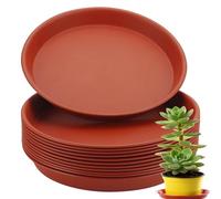 LEXININ Lot de 12 soucoupes Rondes en Plastique pour Pot de Fleurs d'intérieur et d'extérieur Rouge 26 cm