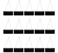 LEXININ Lot de 15 petits tableaux noirs à suspendre, 18,5 x 8 cm, mini tableaux noirs rectangulaires en bois avec ficelle pour maison, cuisine, mur, fête de mariage