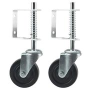 LEXININ Lot de 2 roulettes de portail de 10,2 cm, roue de portail en caoutchouc, 60 kg à ressort pour portail de villa en bois