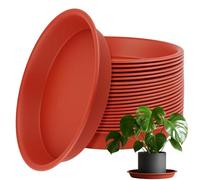 LEXININ Lot de 20 soucoupes en plastique pour pot de fleurs de 20 cm, rouge, taille intérieure de 16 cm