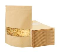 LEXININ Lot de 200 pochettes en papier kraft refermables avec fenêtre - 16 x 22 x 4 cm - Marron