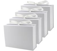 LEXININ Lot de 4 boîtes cadeau blanches de luxe avec couvercle et ruban pour cadeau de mariage ou d'anniversaire 23 x 17 x 7 cm