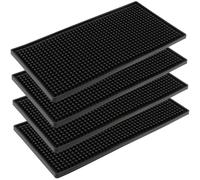 LEXININ Lot de 4 Tapis de Barre en Caoutchouc Noir de 6 x 12 Pouces, Petit Tapis de déversement de Barre en Caoutchouc de 15 x 30 x 1 cm, Tapis de Passage de Bar à café pour comptoir