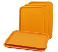 LEXININ Lot de 5 grands plateaux de restauration rapide en plastique jaune 41 x 30 cm