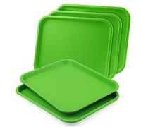 LEXININ Lot de 5 petits plateaux rectangulaires en plastique vert de 35 x 27 cm pour boissons, cuisine, restaurant