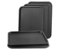 LEXININ Lot de 5 plateaux rectangulaires en plastique noir de 41 x 30 cm pour restauration rapide, pour boissons, aliments