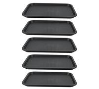 LEXININ Lot de 5 plateaux rectangulaires en plastique pour nourriture rapide - 35 x 27 cm - Noir