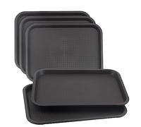 LEXININ Lot de 5 plateaux rectangulaires en plastique pour restauration rapide, 35 x 27 cm, marron