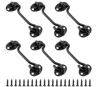 LEXININ Lot de 6 crochets de cabine noirs de 10,2 cm, crochet de cabine et loquet à œillet avec vis, crochet de porte de garage, fenêtre et porte coulissante