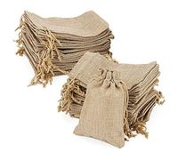 LEXININ Lot de 80 Sacs en Toile de Jute avec Cordon de Serrage Marron 10 x 15 cm - Petits Sacs Cadeaux Réutilisables pour Bijoux, Mariage, Fête et Noël