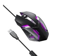 Lexip Essentials Souris Gaming Kiru.X, 6 Boutons Programmables, LED Violet, 7200 DPI, Câble USB 1,8m, Design Ergonomique, Noir