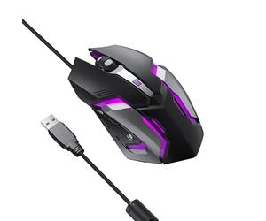 Lexip Essentials Souris Gaming Kiru.X, 6 Boutons Programmables, LED Violet, 7200 DPI, Câble USB 1,8m, Design Ergonomique, Noir