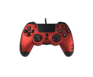 Lexip Manette de jeu vidéo filaire USB Metaltech pour PC et PS4 - Rouge