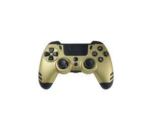 Lexip Metaltech JVAMUL00155 : Manette de jeu sans fil 2.4GHz, PC/PS4, touchpad intégré, batterie 600mAh, boutons programmables, coloris or, câble USB 1m.